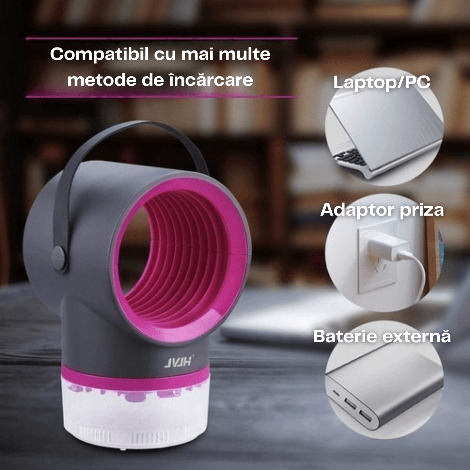 Lampă Xiaomi anti - țânțari UV LED USB – Capcană electrică insecte pentru dormitor și birou - Zanzar.ro
